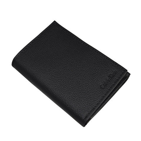 Genuine Pebble Leather Men'S Trifold Wallet