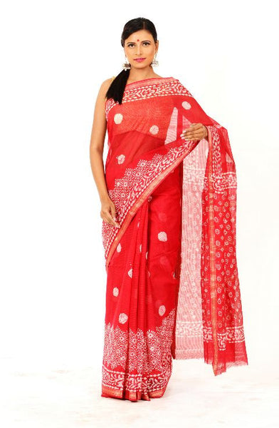 Red Batik Saree