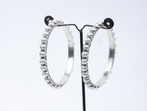 Silver Bangles with Studded Pearls