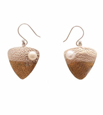 Shaded Gold Plated Silver Earrings with Moti Inset