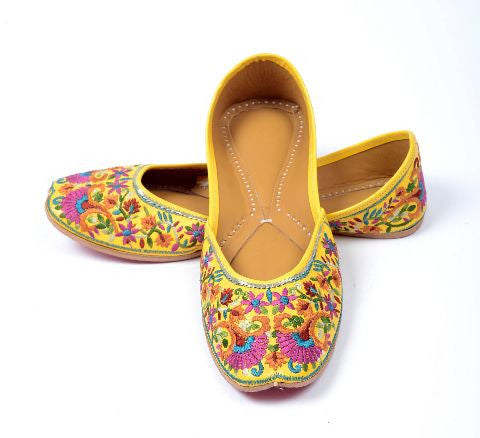 Sunshine Yellow Embroidered Jutti
