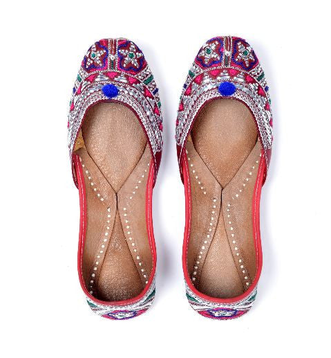 Red Jutti with Tilla & Threadwork