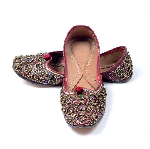 Red Jutti with Zari & Beadwork