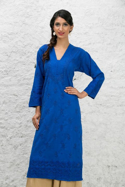 Royal Blue Chikankari Designer Kurta