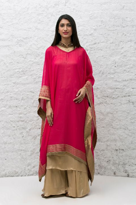 Pink Georgette Kaftan with Kurta