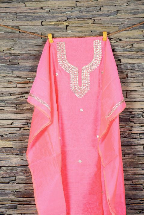 Pink Gotapatti Kurta Fabric