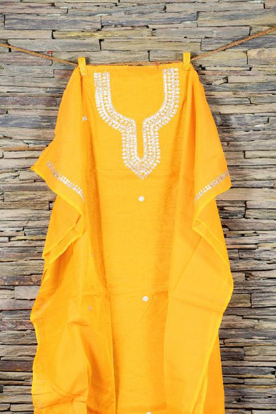 Pale Mustard Gotapatti Kurta Fabric