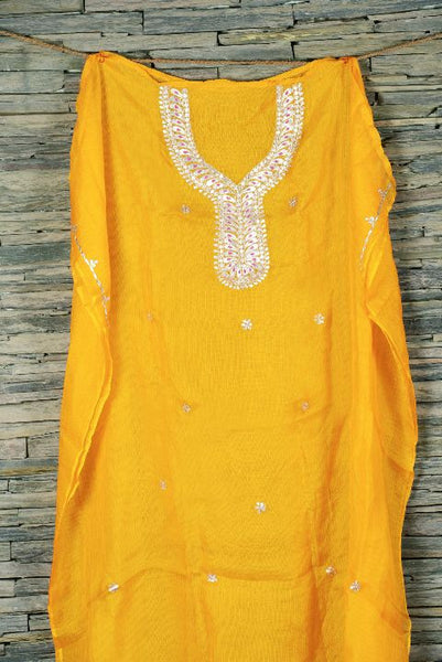 Yellow Gotapatti Kurta Fabric