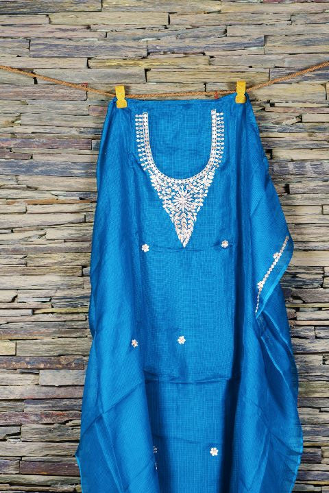 Peacock Blue Gotapatti Kurta Fabric
