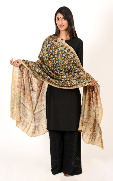 Red - Blue Kalamkari Dupatta