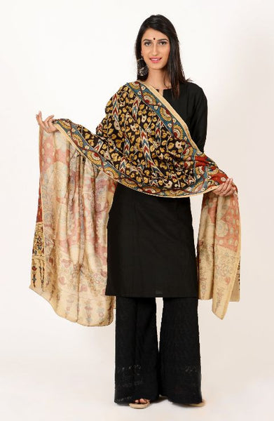 Red - Black Kalamkari Dupatta