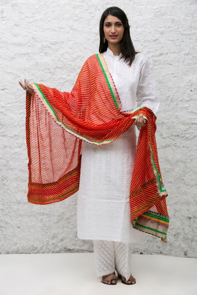 Red Lehariya Dupatta with Gota