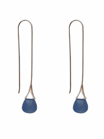 Silver Blue Stone Teardrop Earrings