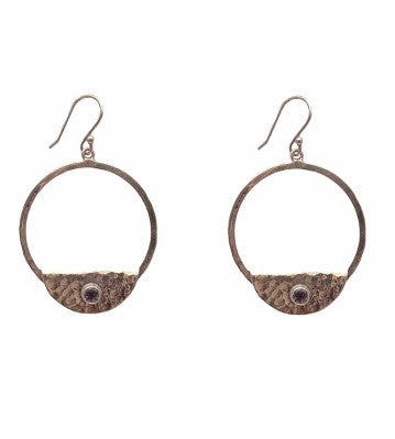 Silver Hoops with Purple Stone
