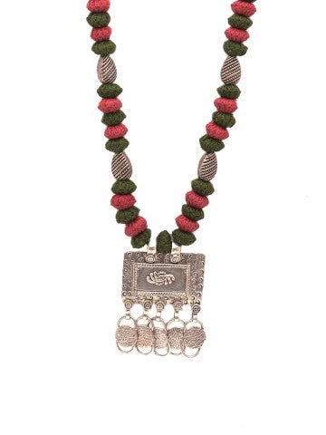 Red - Green Tribal Patwa Necklace