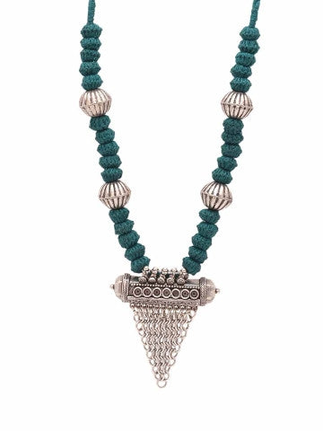 Teal Blue Tribal Patwa Necklace