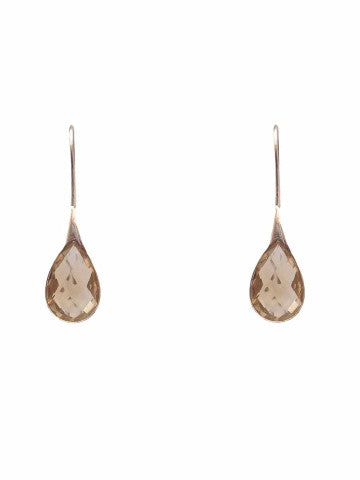 Silver Teardrop Earrings with Yellow Stone