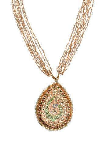 Pink Nude Meenakari Pendant Necklace