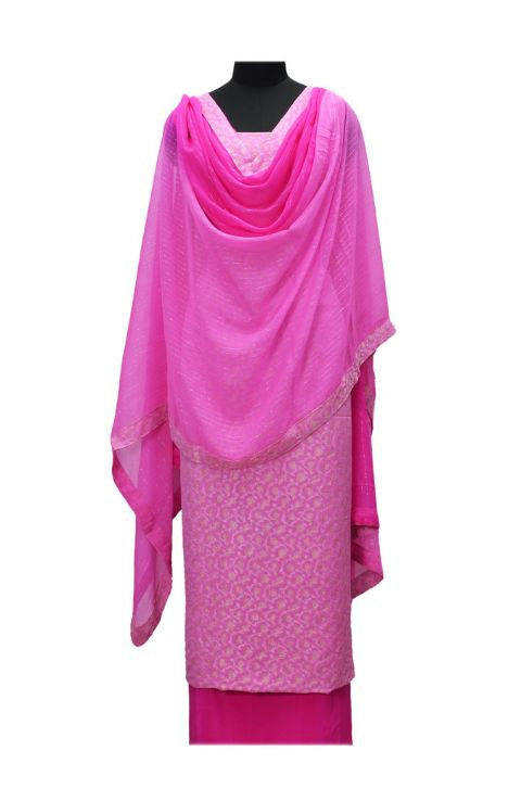 Pink Crepe Banarasi Dress Fabric