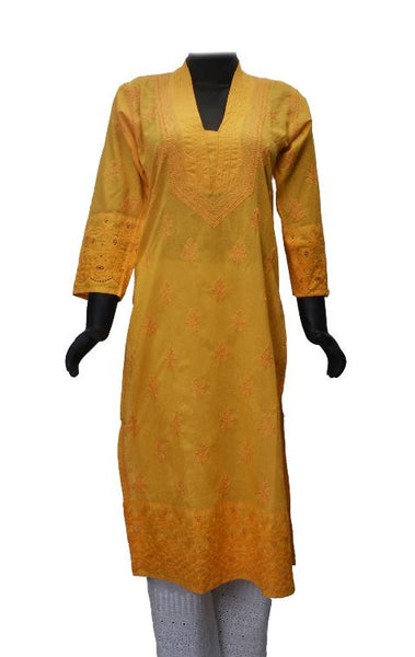 Yellow Chikankari Designer Kurta
