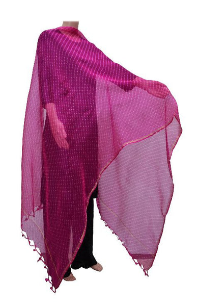 Fuchisa Pink Lehariya Dupatta