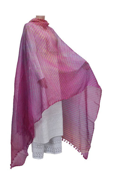 Purple Lehariya Dupatta with Pompom
