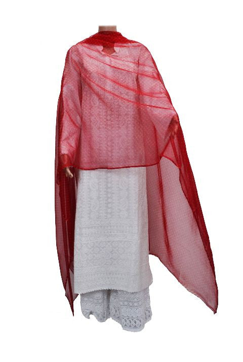 Red Chiffon Lehariya Dupatta