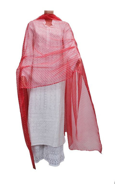 Tomato Red Chiffon Lehariya Dupatta