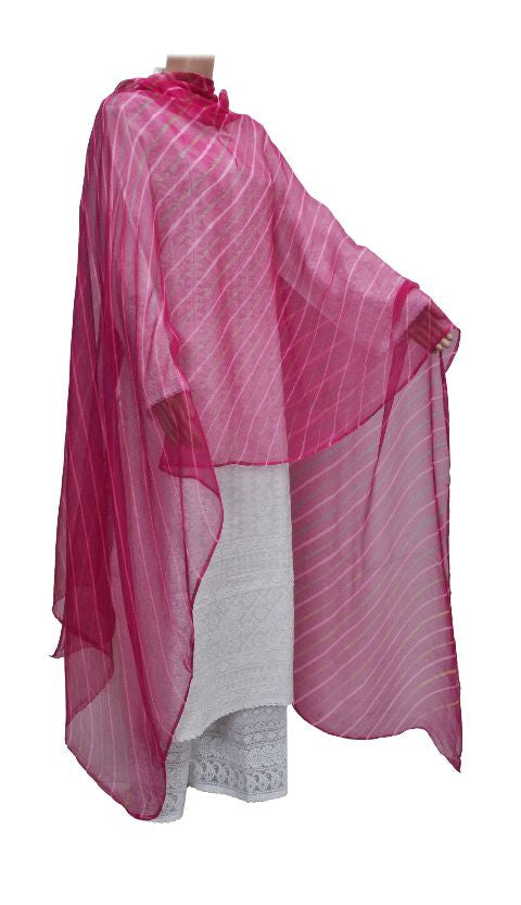 Pink Chiffon Lehariya Dupatta