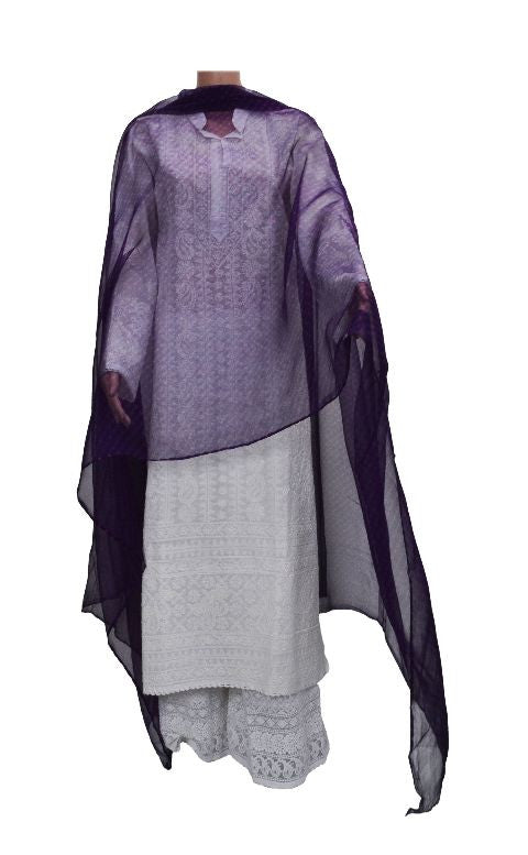 Purple Chiffon Lehariya Dupatta