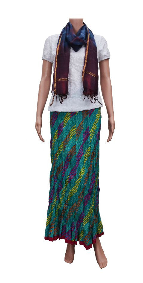 Teal Green Crinkled Cotton Skirt