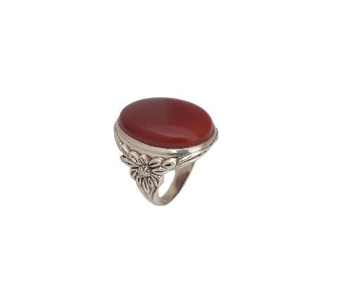 Silver Ring with Red Stone