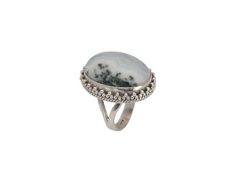 Silver Ring with White Stone
