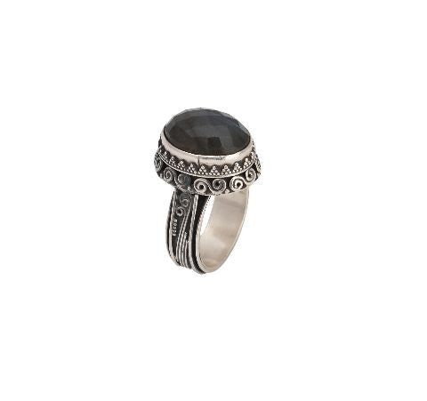 Silver Ring with Grey-Blue Stone