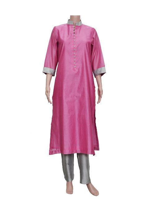 Pink Chanderi Kurta
