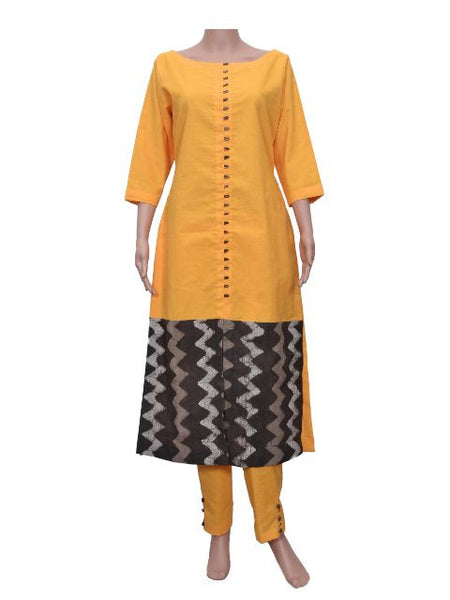 Yellow Khadi Kurta with Pants