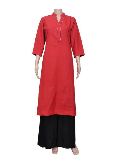 Red Khadi Kurta