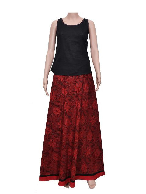 Red Printed Skirt