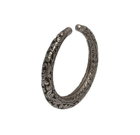 Silver Floral Open Kada