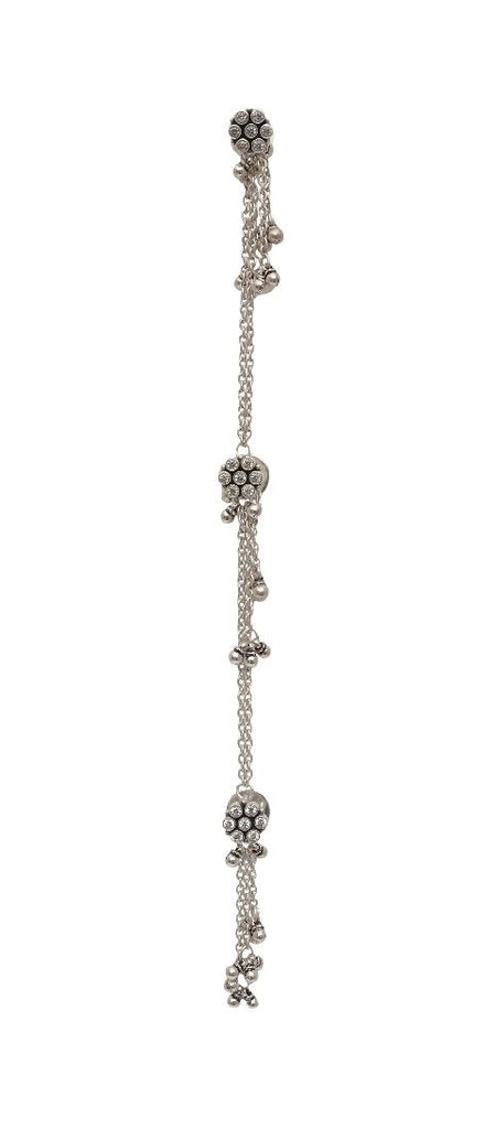 Silver Cut Stone White Button