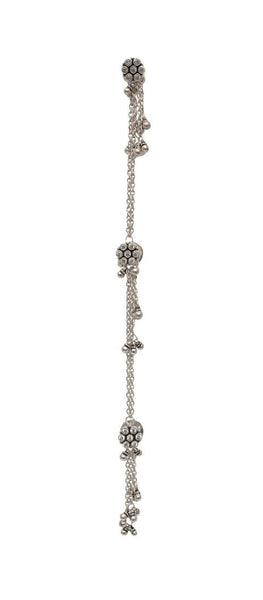 Silver Cut Stone White Button