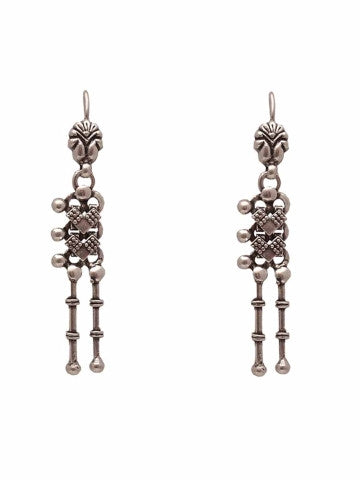 Silver Necklace Set with Fringe Detail