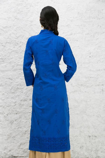 Royal Blue Chikankari Designer Kurta