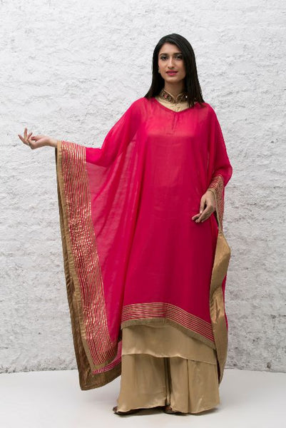 Pink Georgette Kaftan with Kurta