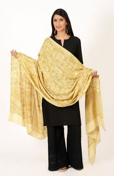 Yellow Bangalore Silk Dupatta