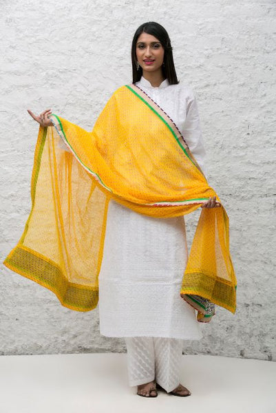 Yellow Lehariya Dupatta with Gota