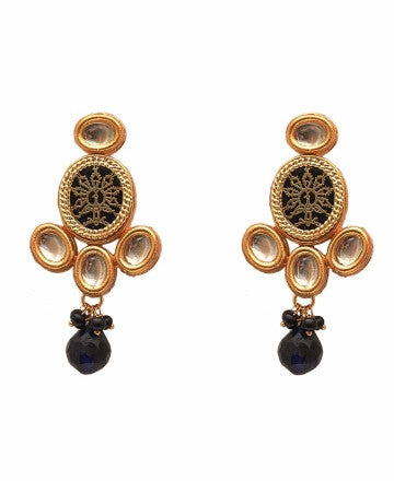 Red - Black Thewa Pendant Set with Meenakari