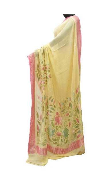 Yellow Banarasi Saree with Zari Work