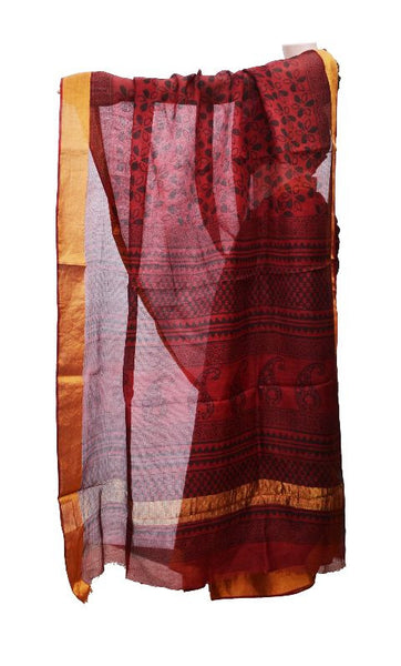 Rust Bagru Print Saree