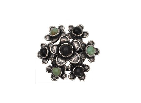 Silver Ring with Turquoise and Black Stone